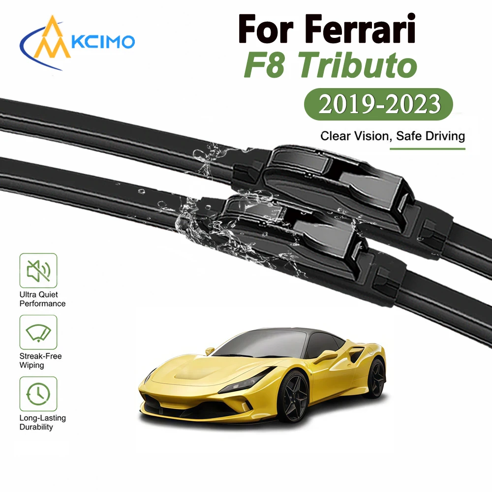 Front Auto Wiper Blades Fit For Ferrari F8 Tributo / F8 Spider F142MFL 2019-2023 Premium Windscreen Rubber Wipers