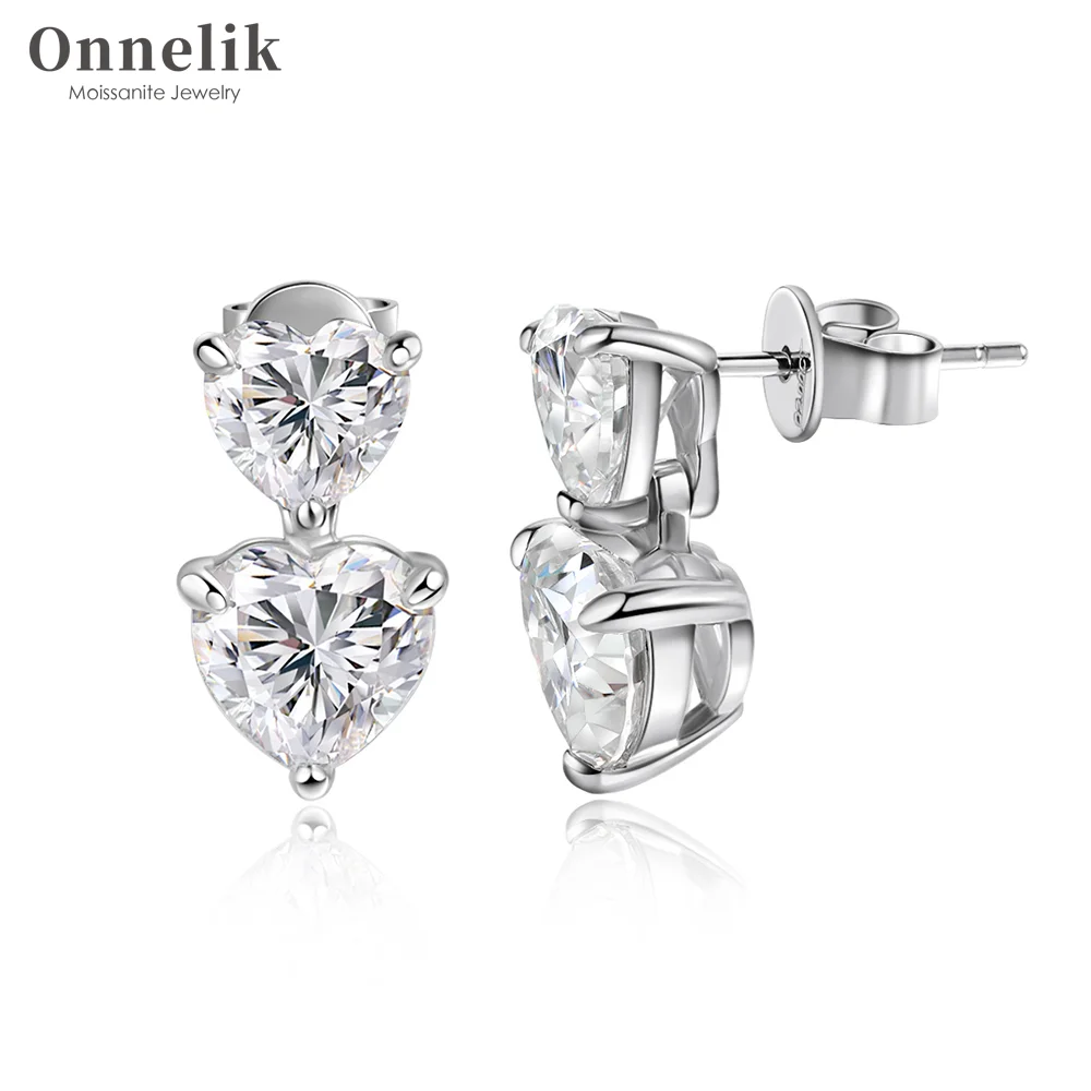 

Серьги-капли с муассанитом и бриллиантами 3/6cttw, двойные сверкающие серьги из стерлингового серебра S925 для женщин, свадебная вечеринка