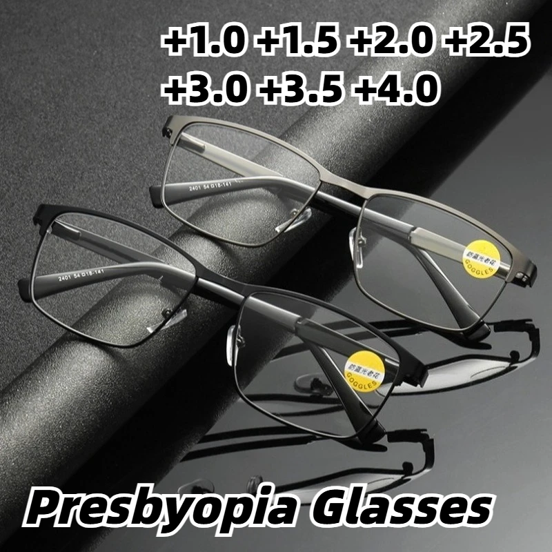 

2026 New Metal-Frame Spring-Arm Anti-Blue Light Presbyopia Glasses Ultra-Lightweight Business-Style Reading Eyewear for Men
