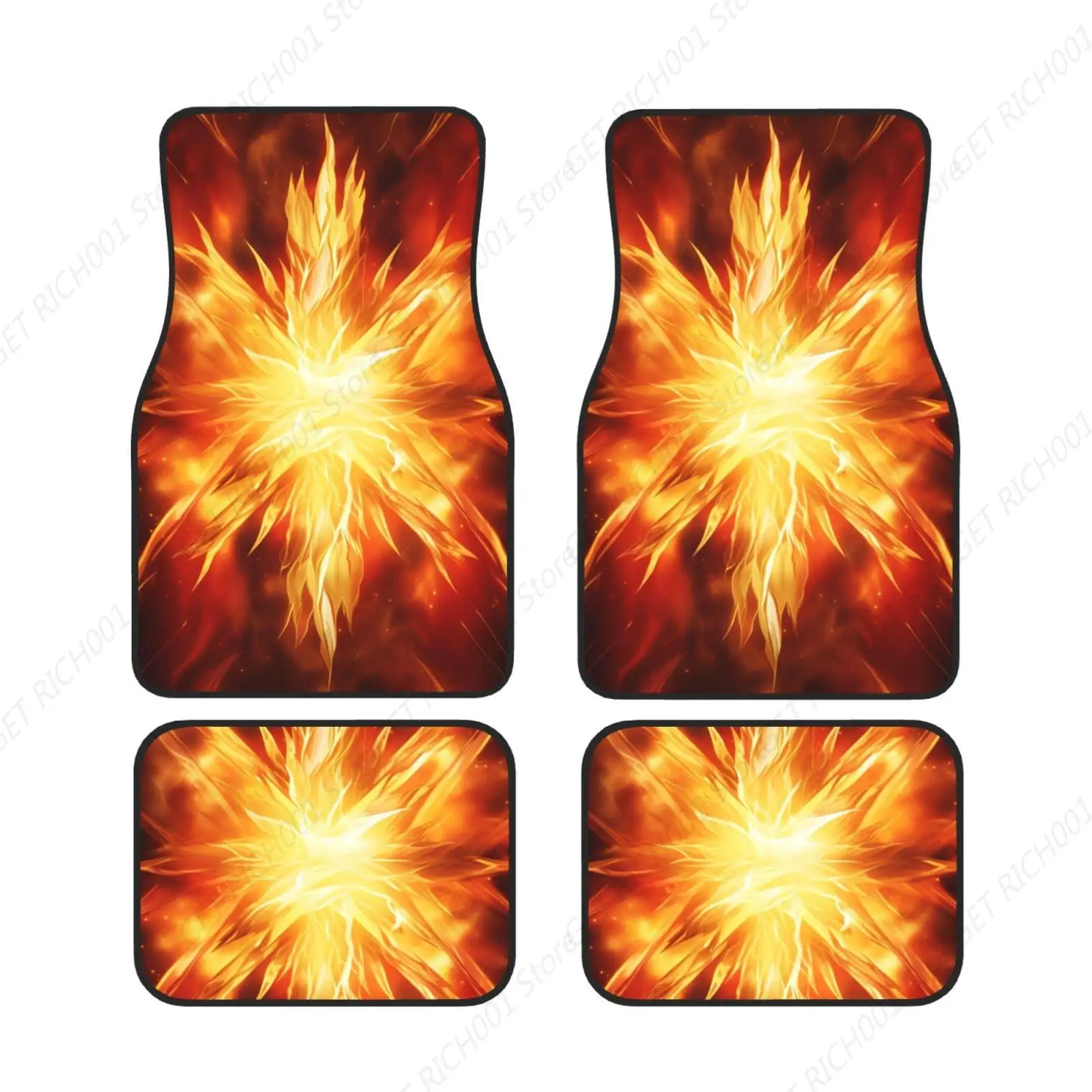 

Alfombrillas Coche Con Textura Fuego, Alfombrillas Universales Lanteras Y Traseras, Juego Completo 4 Piezas Con Alfombrillas