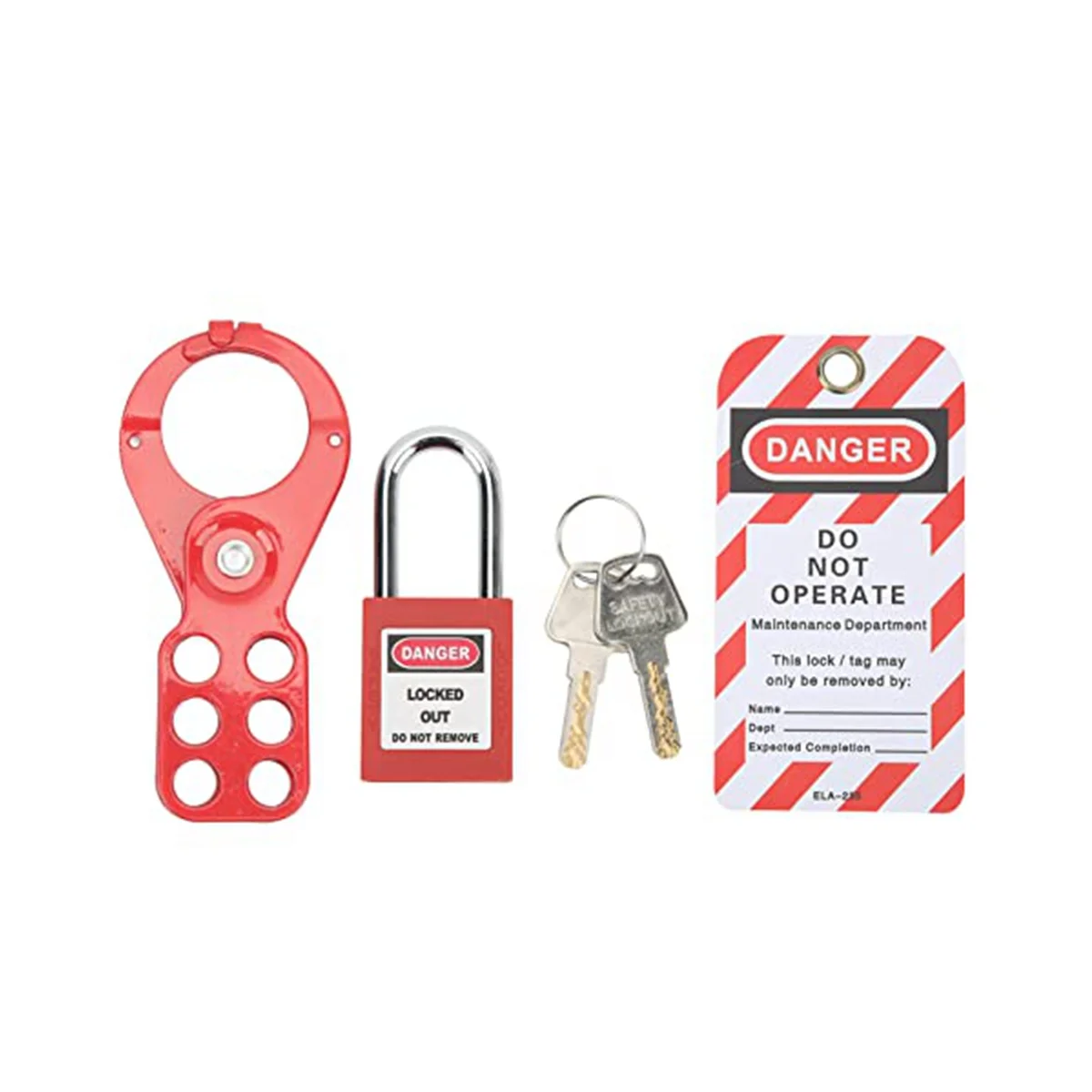 

Padlocks Hasps Set, Lockout Tagout Kit 6 Hole Design Security Tamper Proof for Industrial Equipment(1.5In/38mm Shackle)