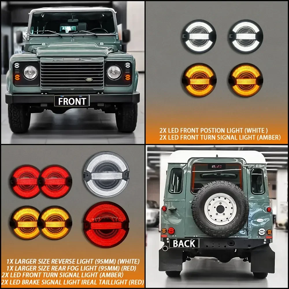 DOT EMARK لاند روفر ديفندر 7 بوصة LED المصابيح الأمامية 10 قطعة Led ترقية مصباح استبدال المؤشر الأمامي الخلفي الذيل وقف موقف #3