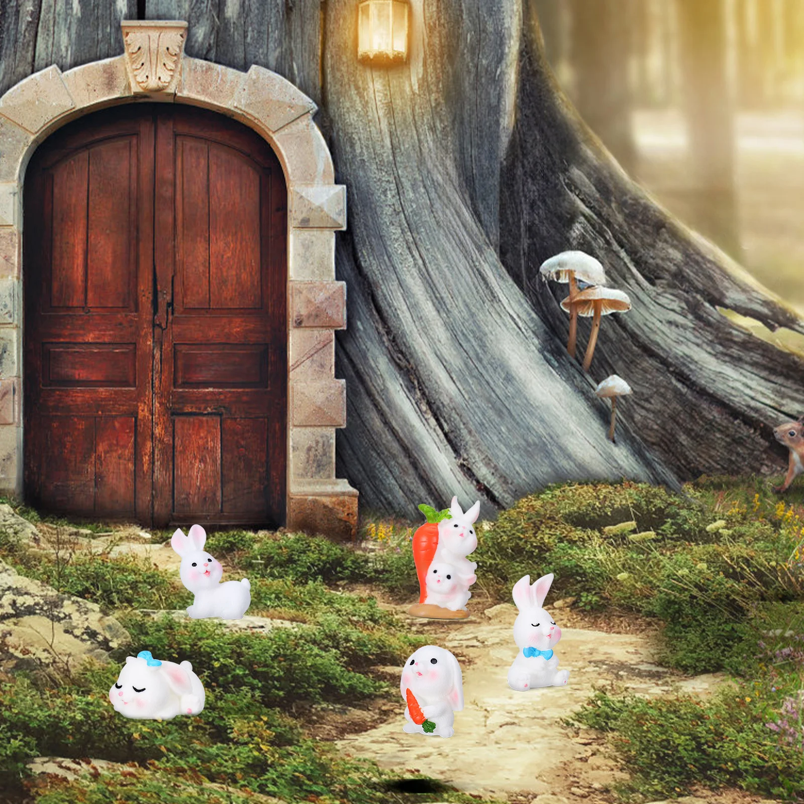 

8Pcs Mini Bunny Resin Animal Decorations Small Adorable Rabbits Desktop Fairy Garden Spring Home Ornament Resin Rabbit Figurine