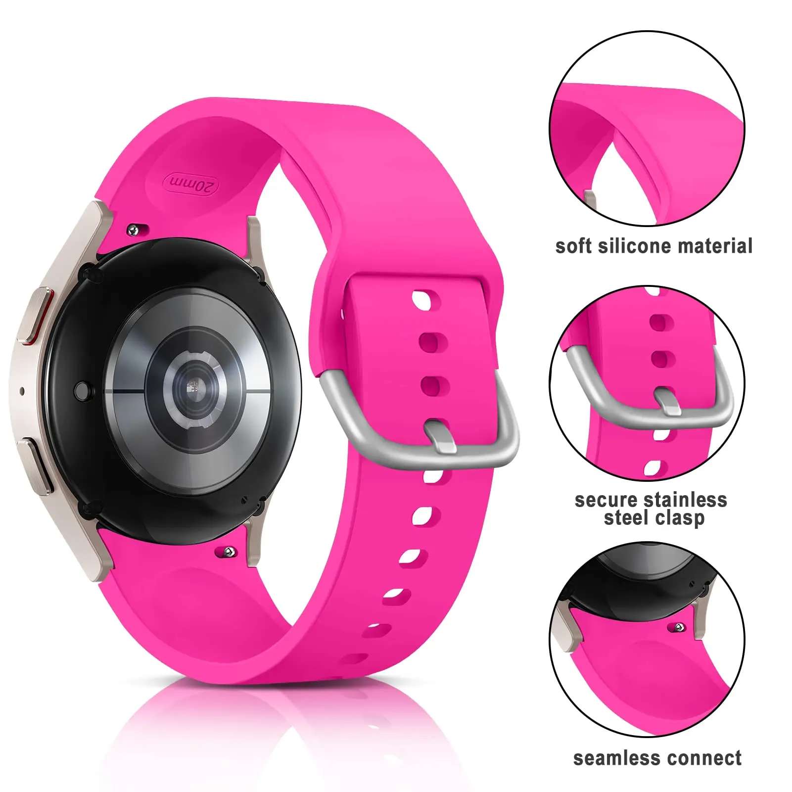 Strap For Samsung Galaxy Watch 6/4/7 44mm 40mm/5 Pro 45mm wristband 20mm Silicone Bracelet Galaxy Watch 6 classic 43mm 47mm Band