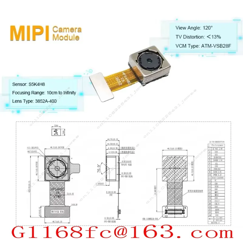 S5K4H8 Small Sensor 8m Pixel Mipi CSI Automatic Focusing Micro Mini Cmos Camera Module