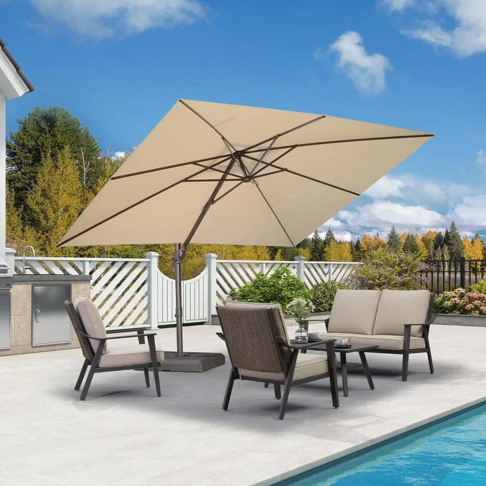 

9' X 11.5' Rectangle Cantilever Umbrella, Patio Umbrella Outdoor Aluminum Offset Hanging Umbrella, with 360-degree