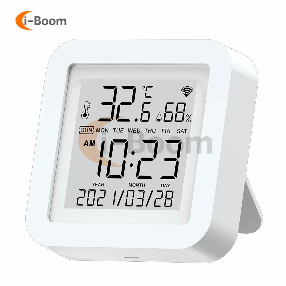 Smart Temperature and Humidity Meter Home Weather Station Perpetual Calendar High Precision USB Charging For Tuya App control