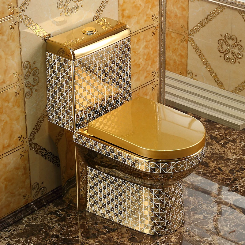 European household golden toilet creative flush toilet water-saving siphon deodorant water-saving color toilet