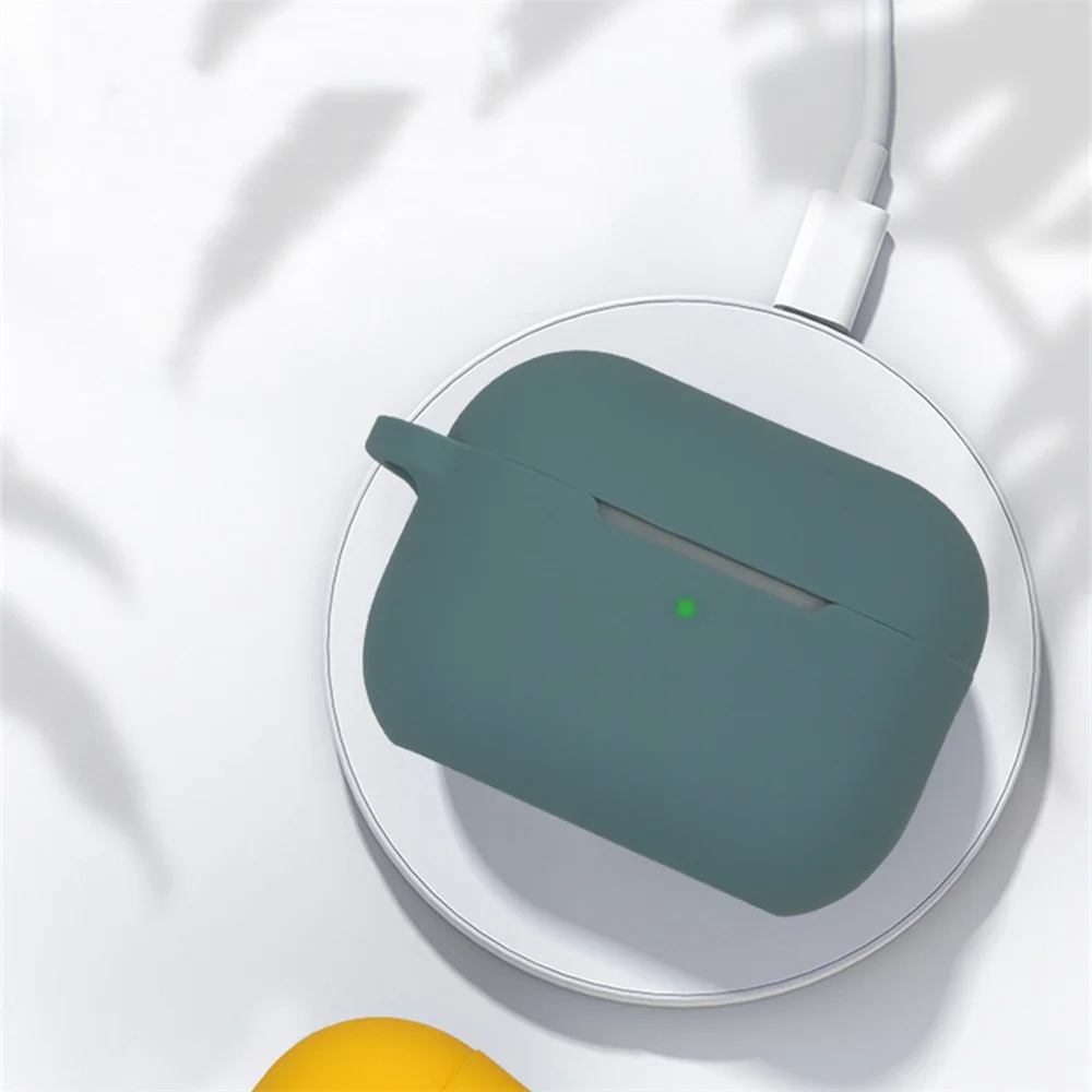 ใหม่สำหรับ AirPods Pro 2rd Generation Cover เรียบง่ายน่ารักสีทึบสีดำเรืองแสงสีแดงป้องกันกันกระแทก Hook