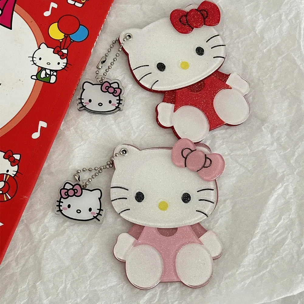 

Sanrio Anime Peripheral Kawaii Hello Kitty Portable Fold Cosmetic Mirror Ordinary Key Tool Schoolgirl Accessory Festivals Gift