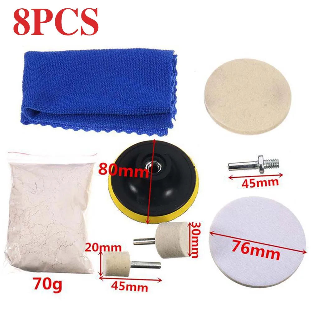 

8Pcs Glass Polishing Car Deep Remove Cerium Oxide Windscreen Rear Side Windshield Glass Cleaning Scratch Removal Remover Felt