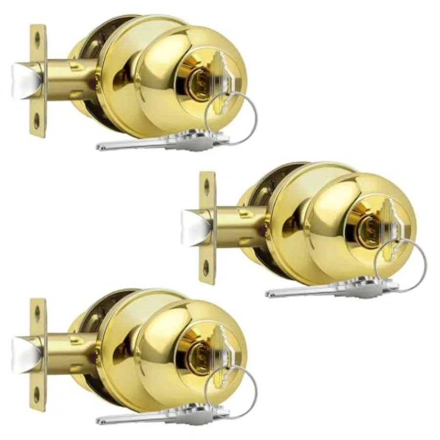 

Ball Door Knobs Entry Lock with Keys, Keyed Alike Door Locksets, Interior Exterior Keyed Hardware