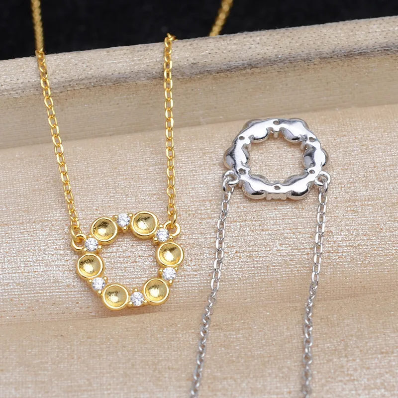 925 Sterling Silver Necklace Mountings Findings Jewellery Mounts Parts Fittings Accessories for 2.8-3mm Pearls 3pcs/lot