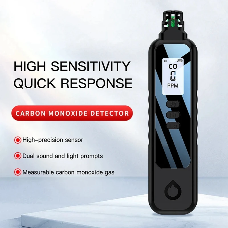 Carbon Monoxide Tester Portable Carbon Monoxide Detector Household Small And Portable Carbon Monoxide Detector(Black) Durable