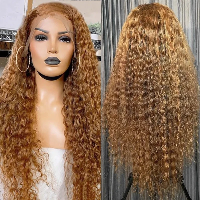

Wig with African-style small curls, 13*4 lace front, middle parting, long curly synthetic hair, high-temperature fiber cap