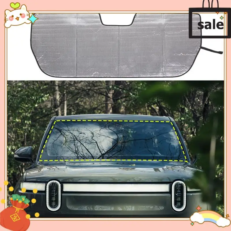 

NEW-Sun Shade Front Windshield Sun Shade Sun Visor Protector Blocks UV Rays Foldable Interior Accessories For Rivian R1T 2022 20