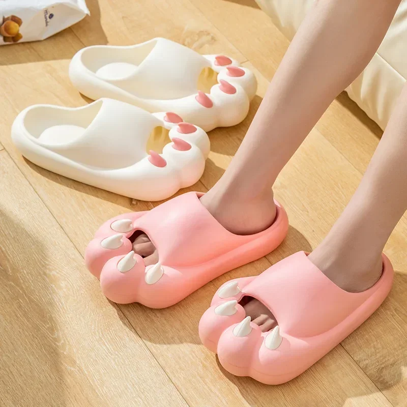 Women Cute Tiger Paw Peep Toe Slippers Summer Outdoor Slides Funny Cat Claw Soft Couples Shoes EVA Unisex Sandals