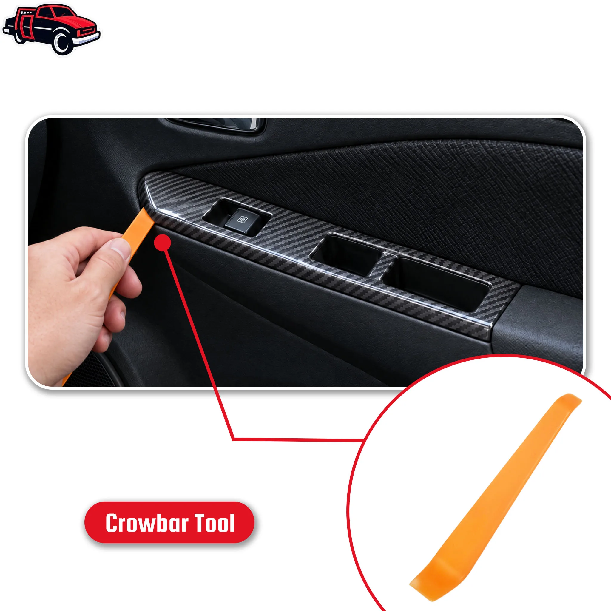 Car Window Switch Bezel Panel For Toyota Yaris/Vitz 2011 2012 2013 2014 Carbon Fiber Texture 74232-52550-C0 Door Trim Cover