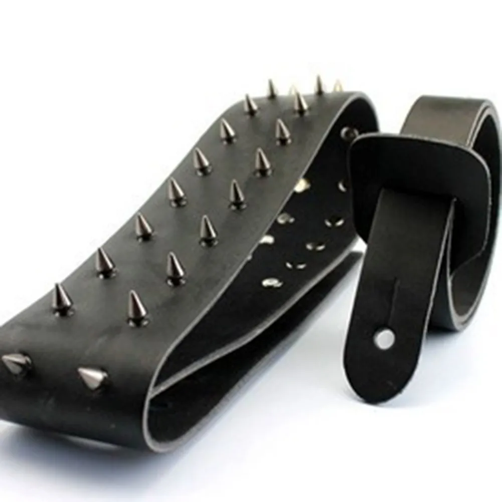 

Leather Guitar Strap with Adjustable Length and Metal Spikes Perfect for Electric Acoustic and Classical Guitars