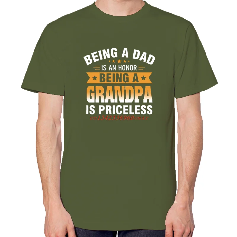 Funny Dad Grandpa T-Shirt Cotton Short Sleeve Being a Dad Is an Honor Being a Grandpa Is Priceless Perfect Father's Day Gift