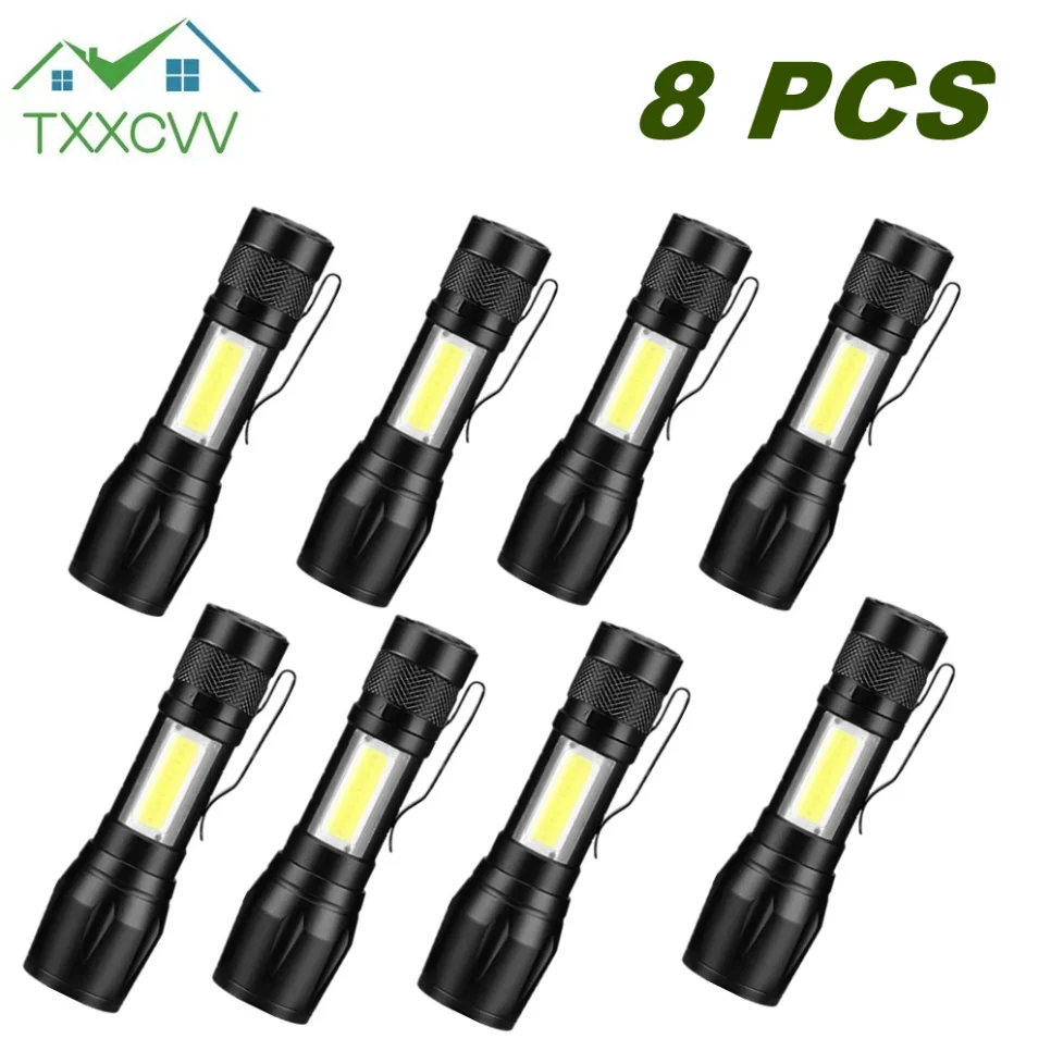 

8 PCS Torch LED Rechargeable Flashlight Portable USB Charging Flashlight High Power Bank Camping Waterproof Long Range Lantern