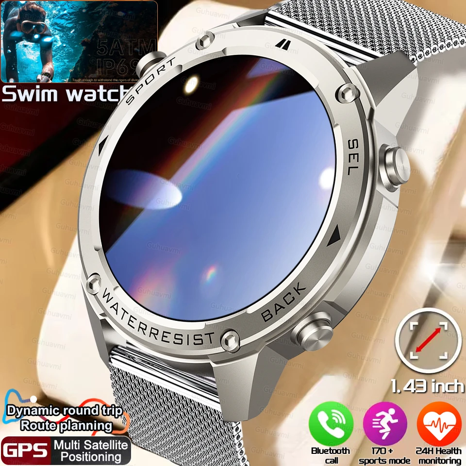 

Hot Sale Dual-Band GPS Smart Watch 1.43 AMOLED Display Built-in Compass Barometric Altimeter Swim Voice Call Smartwatch Health