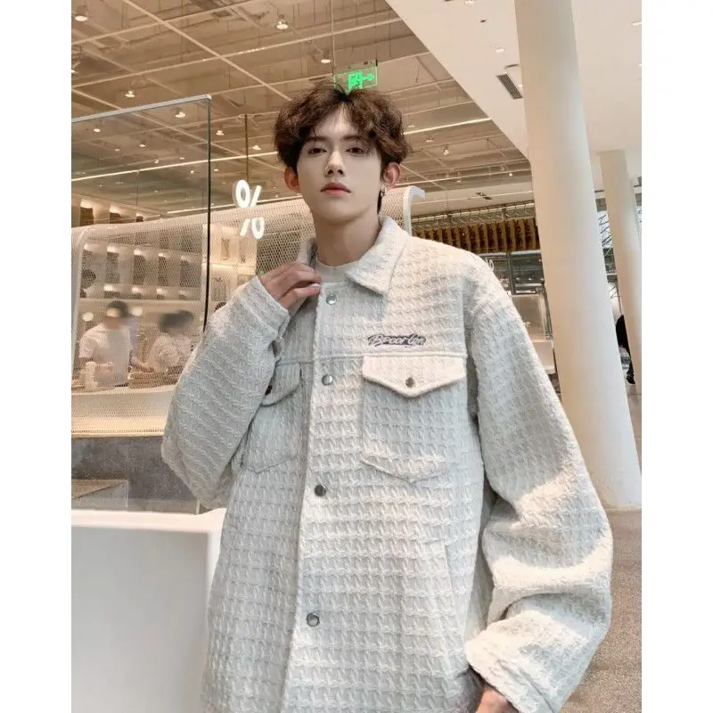 

Casual Loose Men's Jaet Hip Hop Sle Harajuku Hong Kong Sle Winter Outerwear Polyester Fabric Youth Faion Coat