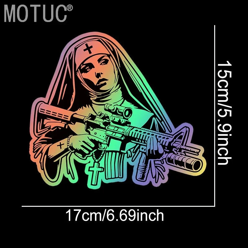1Pc Cool Nun Motorcycle Sticker Waterproof Sunproof Self-adhesive Vinyl Decal for fuel tank Fairing Car Window Creative Decor