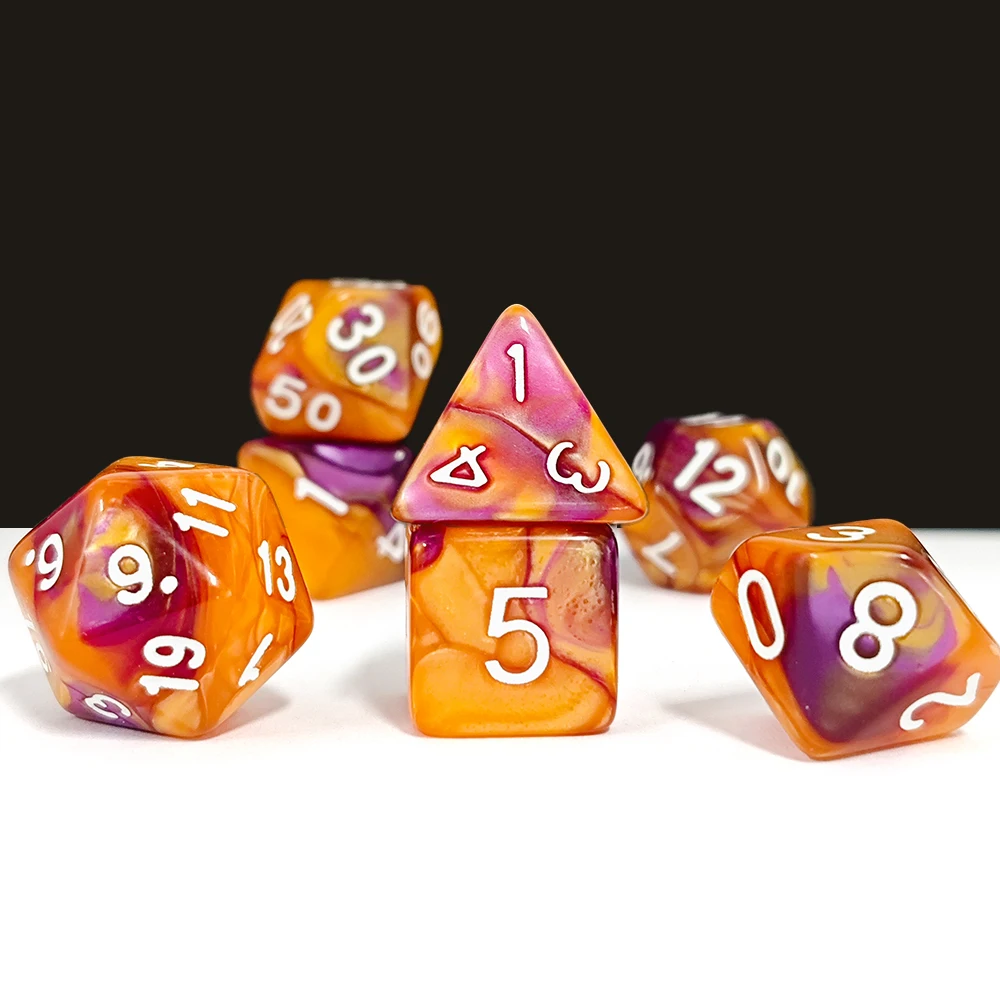 7Pcs/Set DND Blend Dice Colours Mixing Effect Unique Polyhedral Dices for RPG Role Playing Table Games Board Game Accessory
