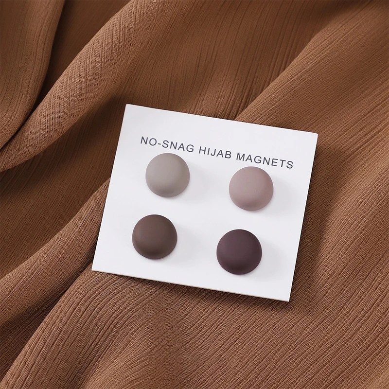 Mode 4 stks/zak Magneet Hijab Sjaal Broches Pins Voor Vrouw Versierd Accessoires Moslim Dames Snoep Kleuren Magneten - afbeelding 1