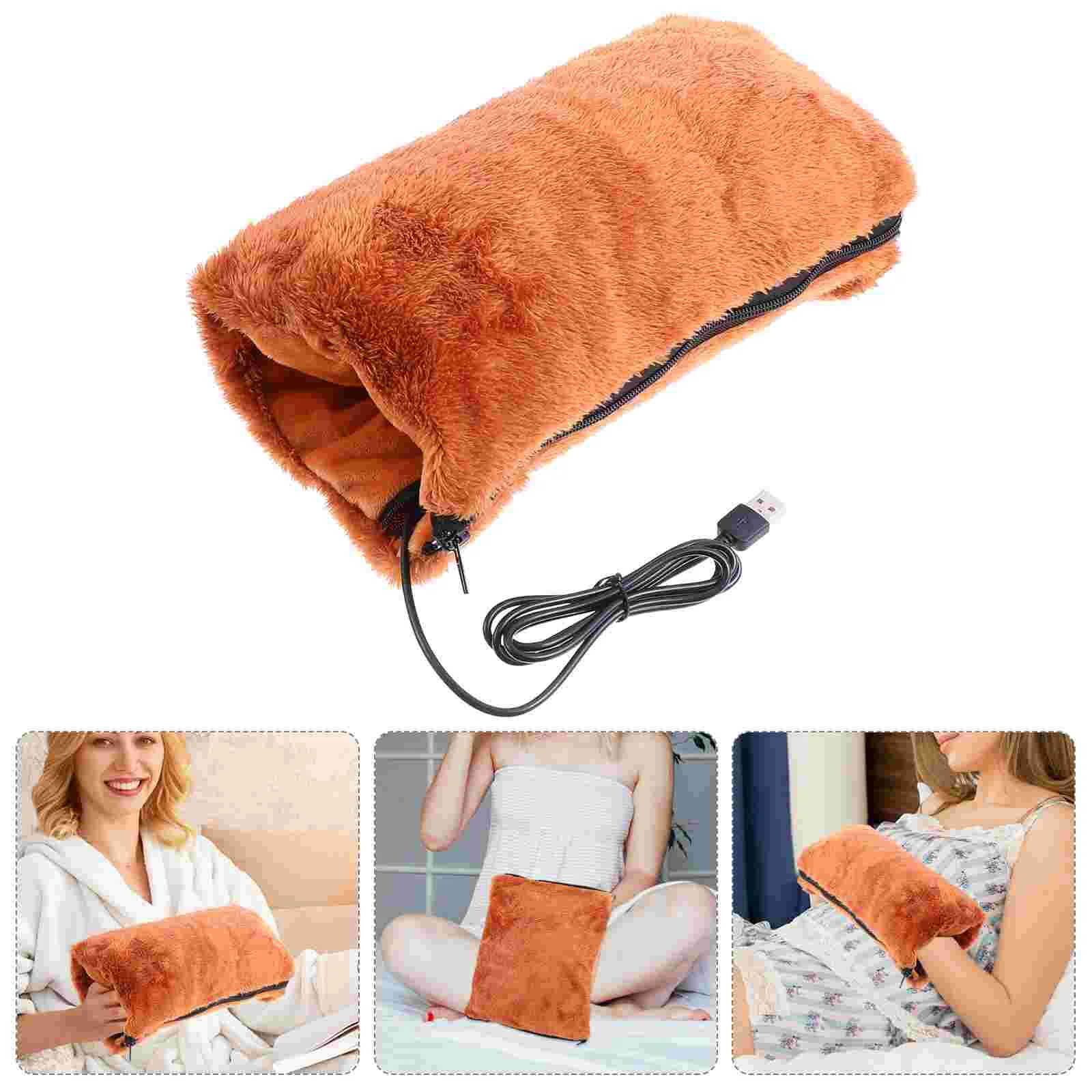 Winter Supply USB Hand Warmer Heating Pads Electric Moisturizing Brown Flannel Pillow Muffs Man