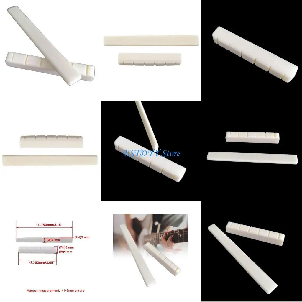 

G6DE 6 String Bone Guitar Bridge Saddle and Nut Replacement Guitar Blank Bone Nut Guitar Bridge Saddle Guitar Accessories