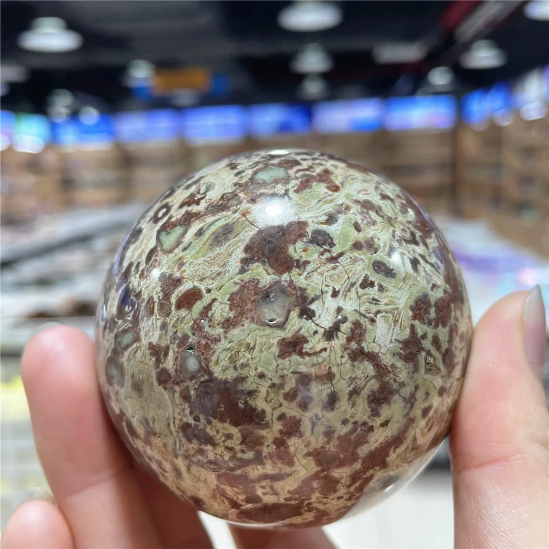 Beautiful Stones Natural Scenery Crystal Quartz Money Agate Green Texture Sphere Mineral Balls Reiki Healing Home Decoration