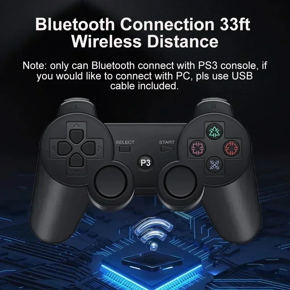 Bluetooth PS3 Wireless Gamepad Vibration Neutral Wireless Environmental Protection ABS Material Snowflake Button Perfect