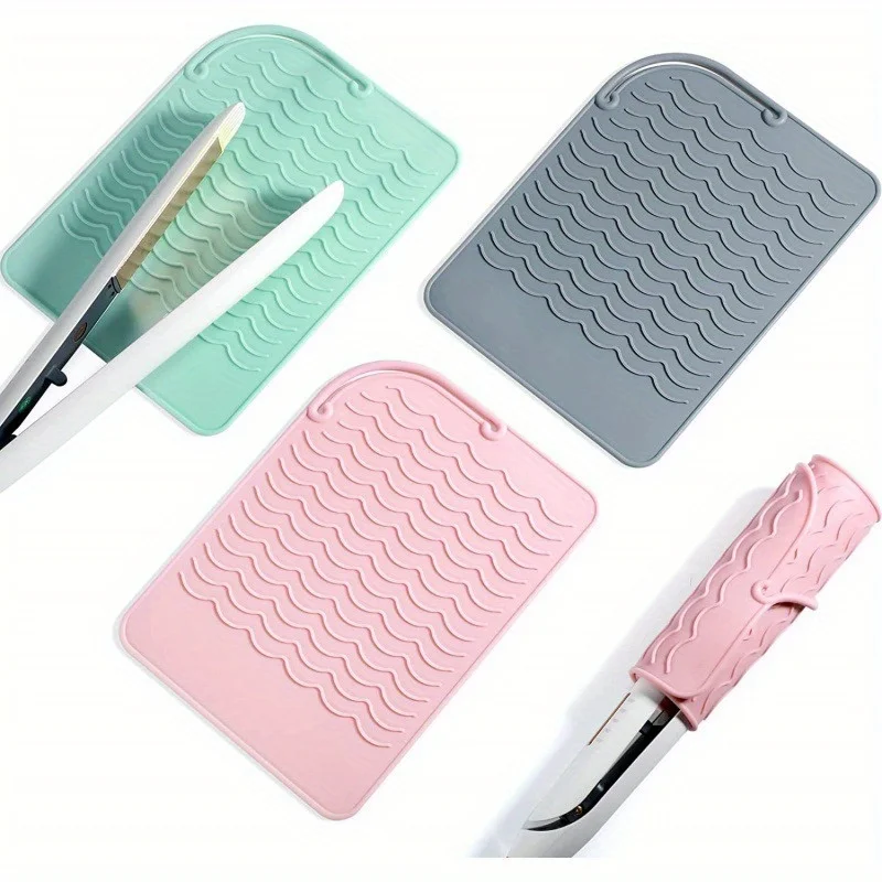 Rutschfeste Unterlage für Haarglätter, hitzebeständige Matte für Lockenstab, Silikonmaterial, Unterlage für den Einsatz mit Lockenstab