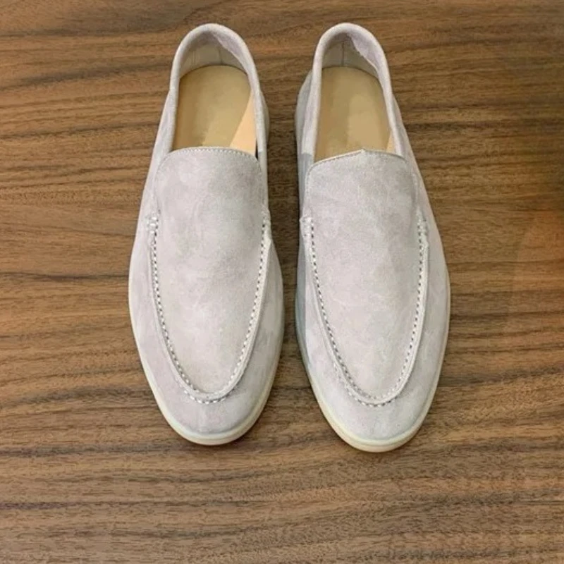 

Large Size Cashmere Loafers Men Classic Flat Slip-On Suede Loafers Casual Walking Vacation Real Leather Shoes Four Seasons