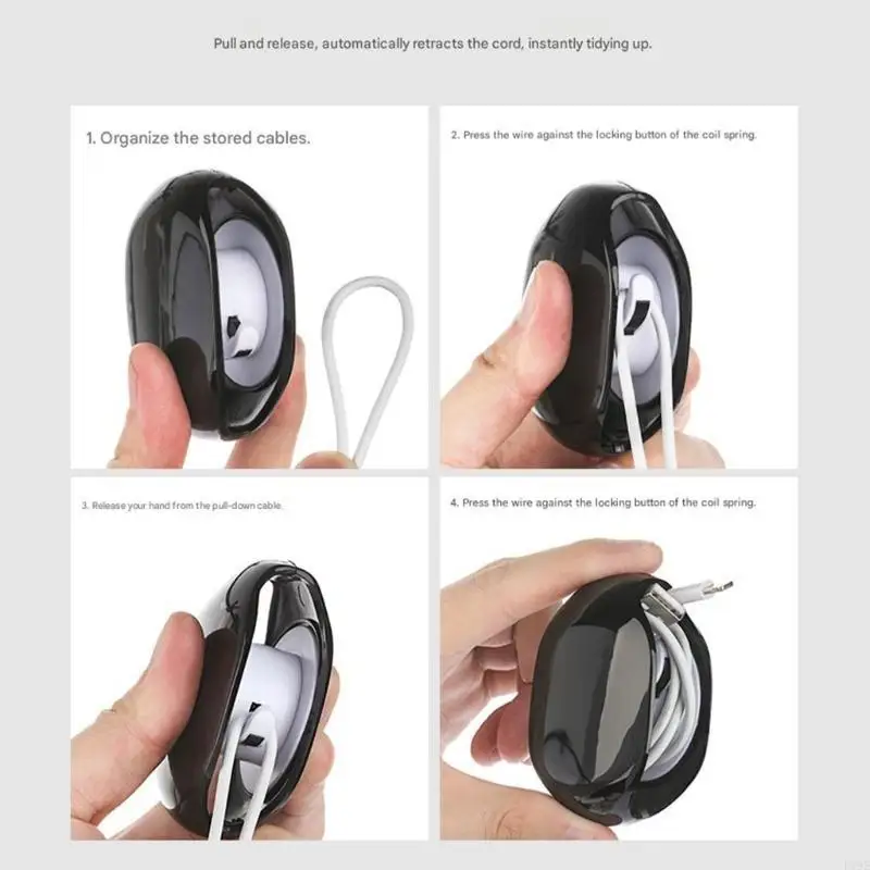 3Pcs Automatic Retractable Cord Organization Storage Box for Charging Data Cable USB Headphone Cable Management F19E