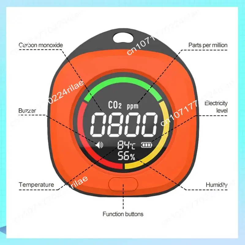 A17Z K5C Mini Detektor Dwutlenku Węgla Tester CO Monitor Jakości Powietrza Przenośny Ekran LED Ładowanie USB Typ-C Do Użytku Wewnętrznego