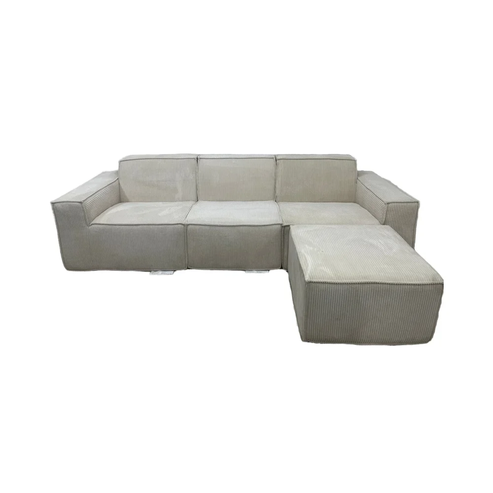 2026 Contemporary Living Room Sectional Sofa Set Vacuum-Compressed New Type Corduroys Fabric Box-Packed Foam for Apartmentpromot