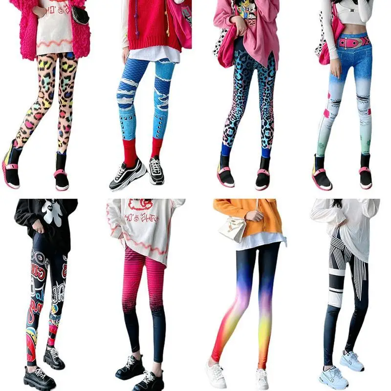 

New Underpants for Women Wearing Tight Fit Printed Leopard Print Colorful Graffiti Flower Pants Trend