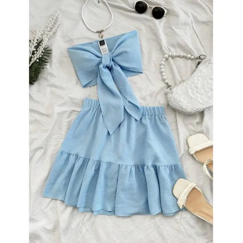 

202 New Pure Color Cross-Border Two-Piece Set with Dstring Tube Top Casual Sportswear Men's Seven Sve Length