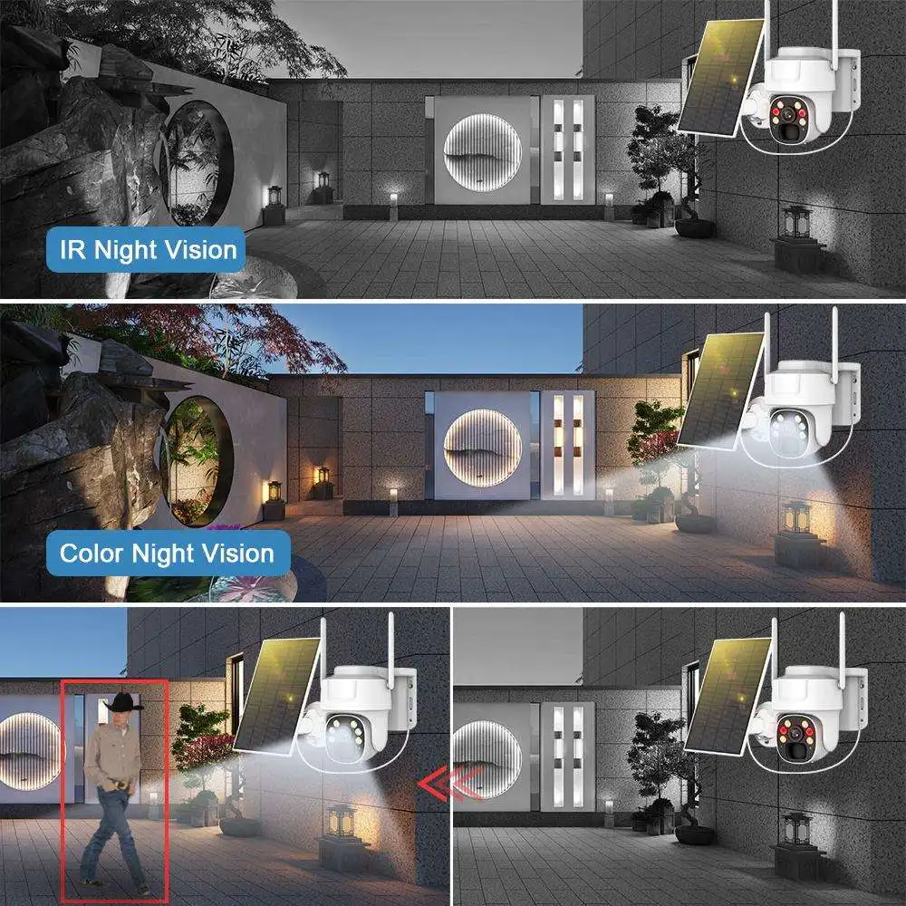 ​ ​ كاميرا مراقبة خارجية مقاومة للماء تعمل بالطاقة الشمسية مع واي فاي 2.4 جيجا وبطارية 8000 مللي أمبير في الساعة ​ ​   سعر المصنع