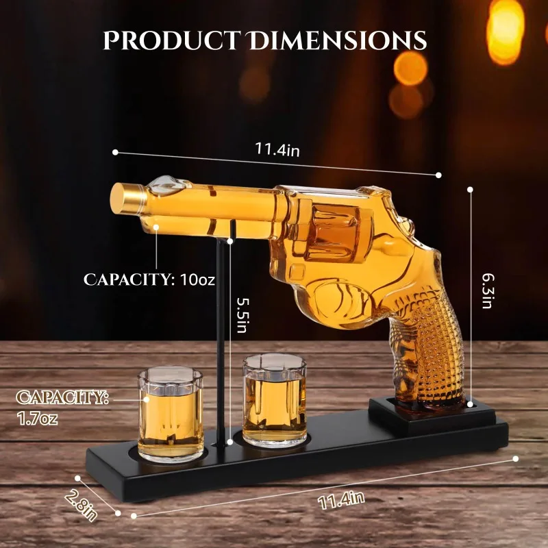 

Creative Gun Whiskey Decanter Set with 2 Drinking Cups, Scottish Bourbon Vodka, Best Gift for Boys - Decanter Wine Decanter