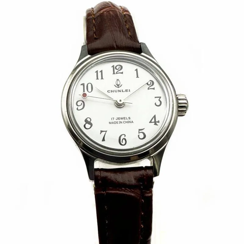 

Shanghai Chunlei Brand Watch Women in The Elderly Digital All-steel Retro Leather Belt Inventory Mechanical Manual Women's Watch
