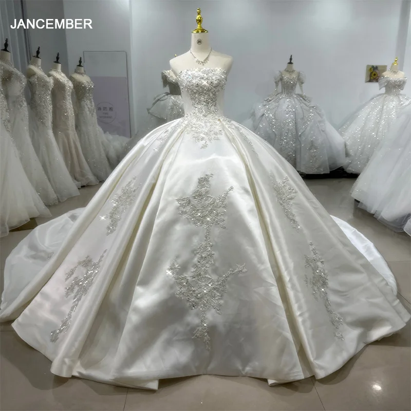 Vestido de casamento sem mangas, Vestido de baile, Vestidos sem alças, Sem encosto, Shinny Princess, Vestido de luxo, Novo, 2022