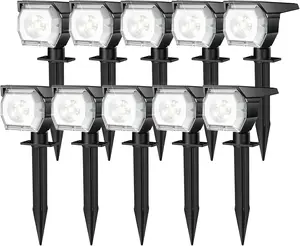 Solar Outdoor Spot Lights with 3 Modes, Auto On/Off, IP68 Waterproof for Garden Yard Pathway