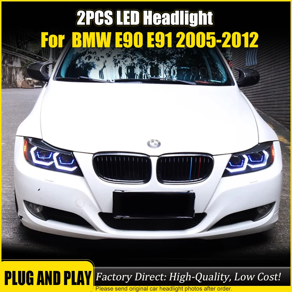 For BMW 3 Series E90 320i 325i 2005-2012 LED Auto Headlights Assembly Upgrade DRL Dynamic Flashing Projector Lens Accessories