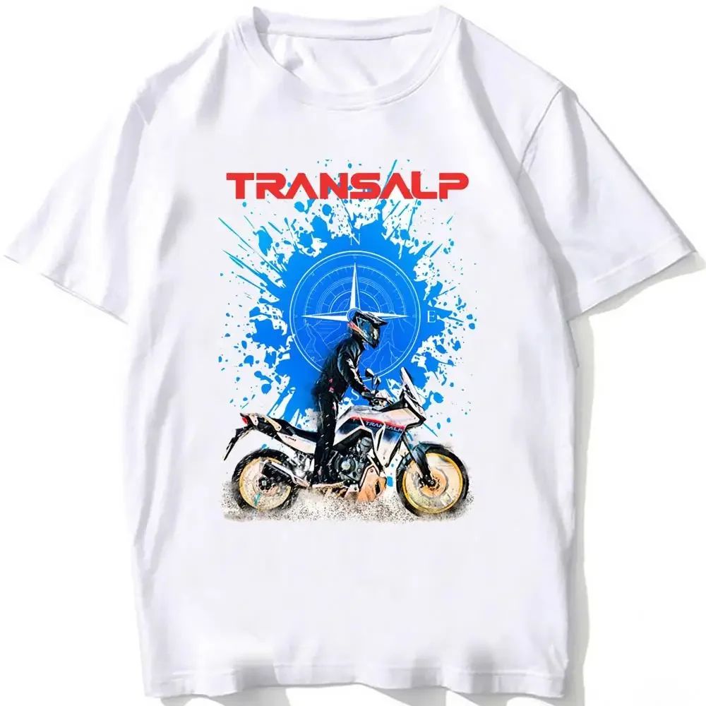 Japan Legend Transalp XL750 Motorcycle Riding T-Shirt New Summe Men's Short Sleeve Moto Sport Hip Hop Boy Casual White Tees Tops