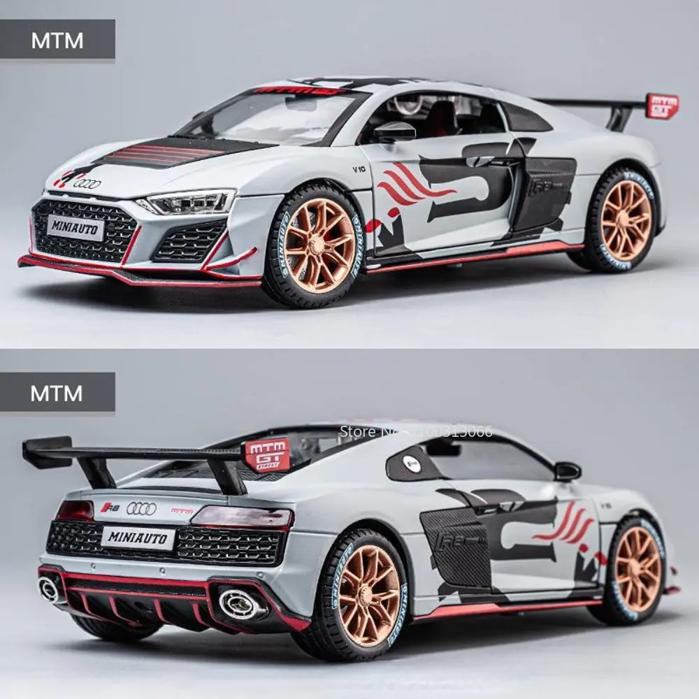1:24 Simulazione AUDI R8 Auto sportive in lega Giocattolo Fonde sotto pressione Veicoli in metallo Modello di auto con funzione pull back Decorazione per giocattoli da ragazzo