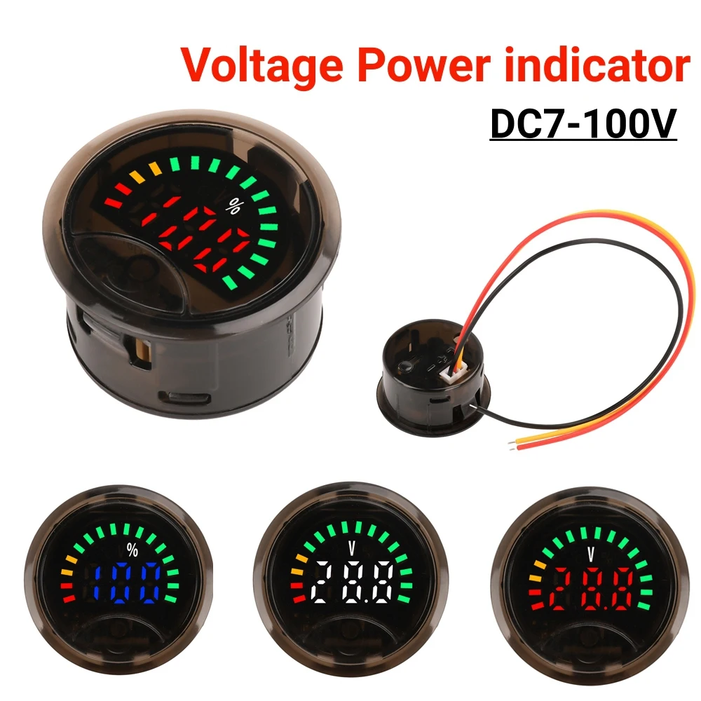 3-Wire Digital Voltage Capacity Indicator DC7-100V Voltmeter Power Off Memory Low Voltage Alarm Lithium Iron Acid Battery Monito